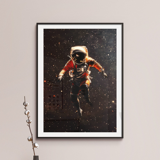 a picture of a man in a space suit on a wall