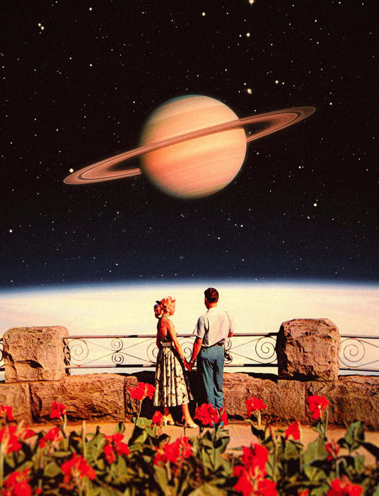 Space Lover - Retro Futuristic Space Vintage Collage Art, Premium Poster, Wall Art - Taudalpoi