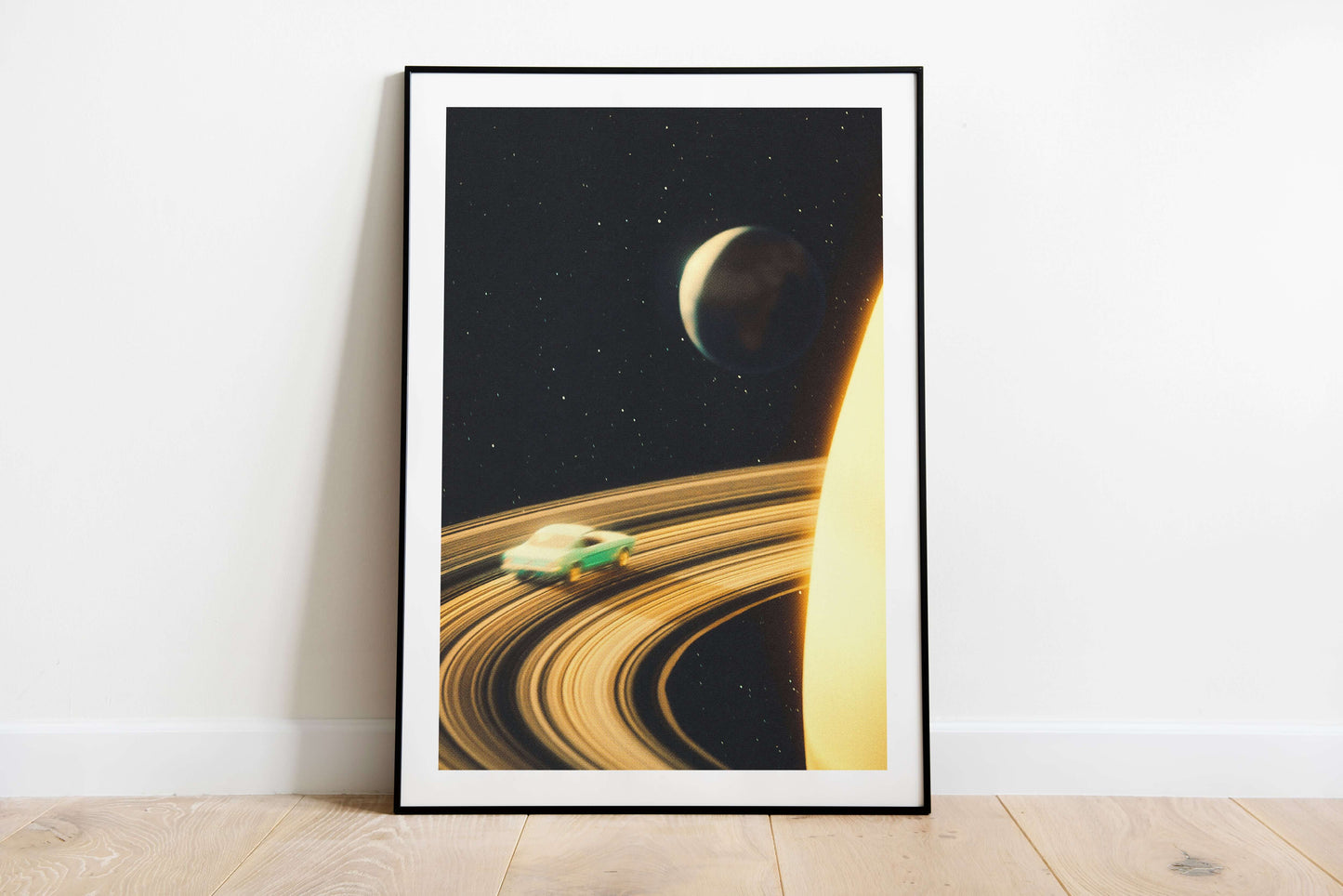 Saturn Highway Poster - Retro Futuristic Space Vintage Collage Art, Premium Poster, Wall Art - Taudalpoi