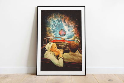 Space Riders - Retro-Futuristic Space Collage, Premium Poster, Wall Art - Taudalpoi